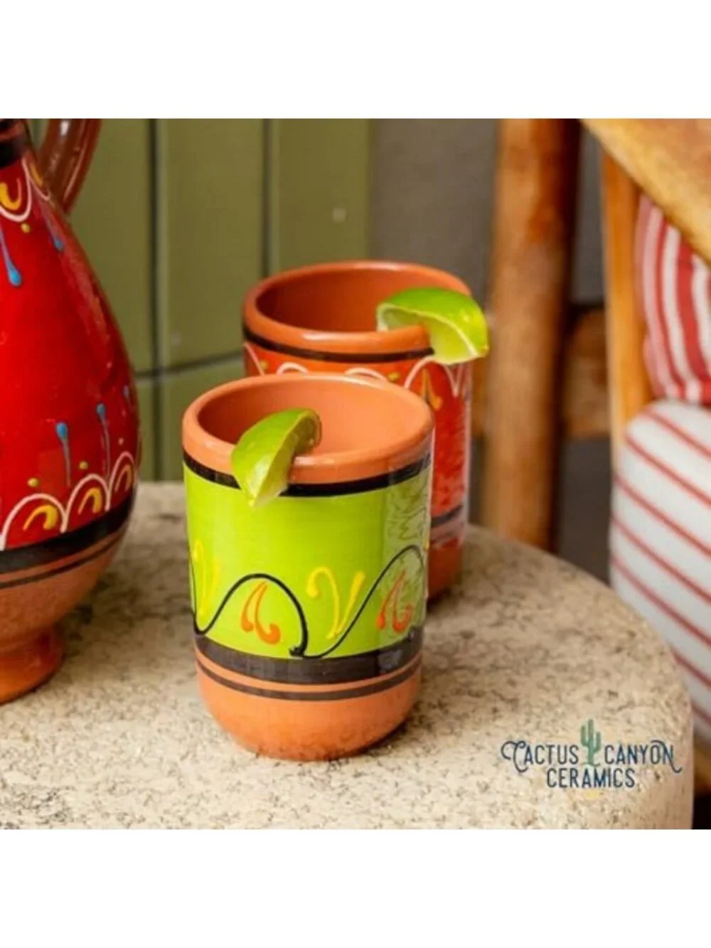 Colorful 5-Piece Spanish Terracotta Cup Set | Handcrafted, Unique Kitchen Decor